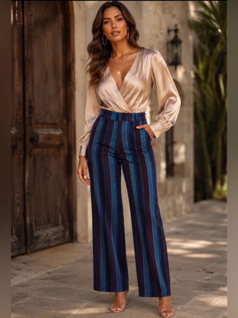 Scotch & Soda  High Rise Wide Leg Striped Pants. SIZE 25/30. NWT